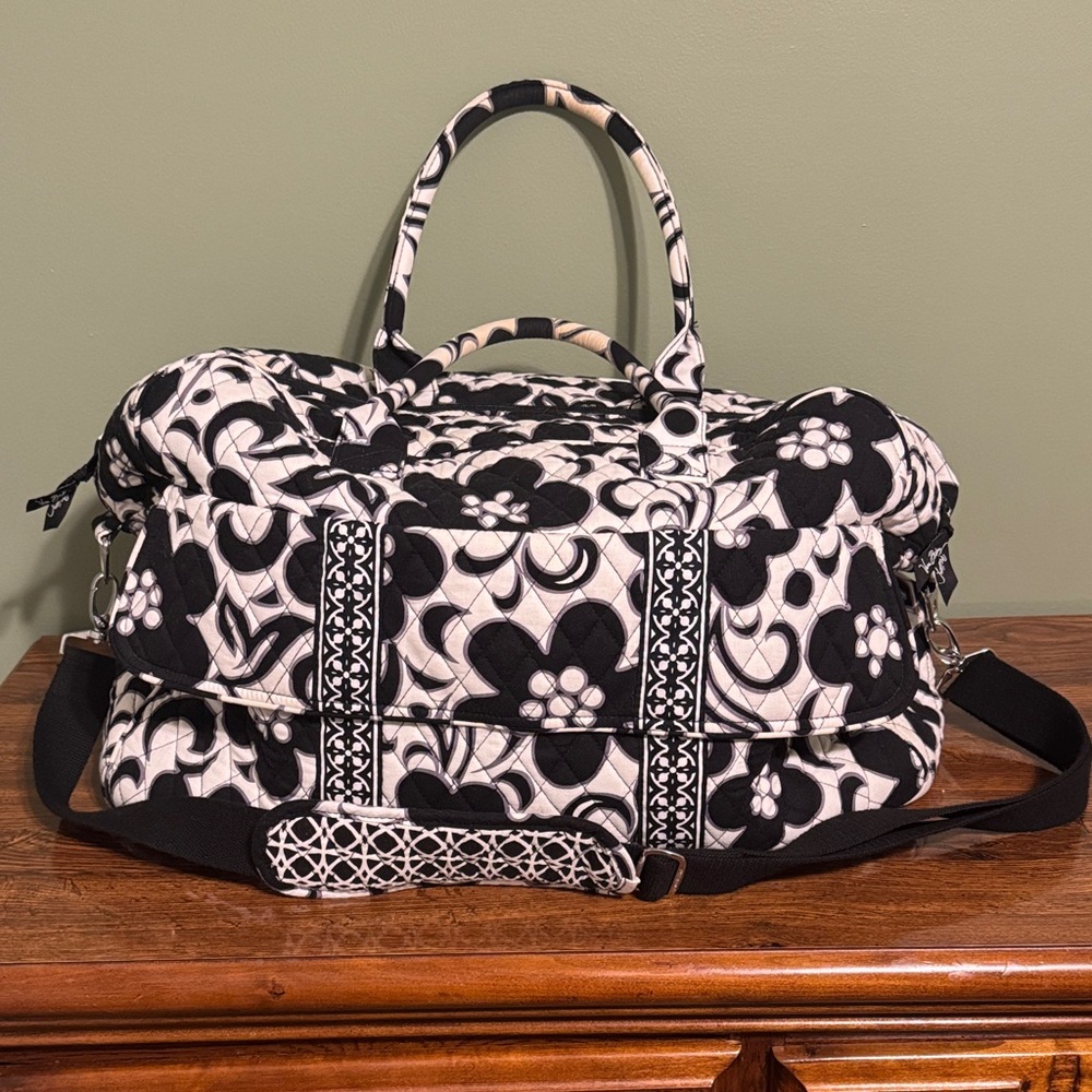 Vintage Vera Bradley Black and White Floral Travel Bag
